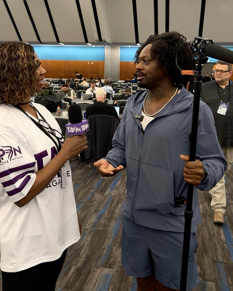 Dr. Tandra Price with a Tap-In Magazine interview guest — original photograph 4